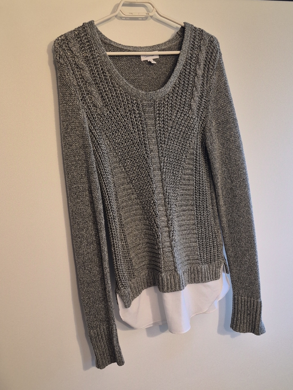 Calvin Klein Layered Hem Knit Sweater - Gray